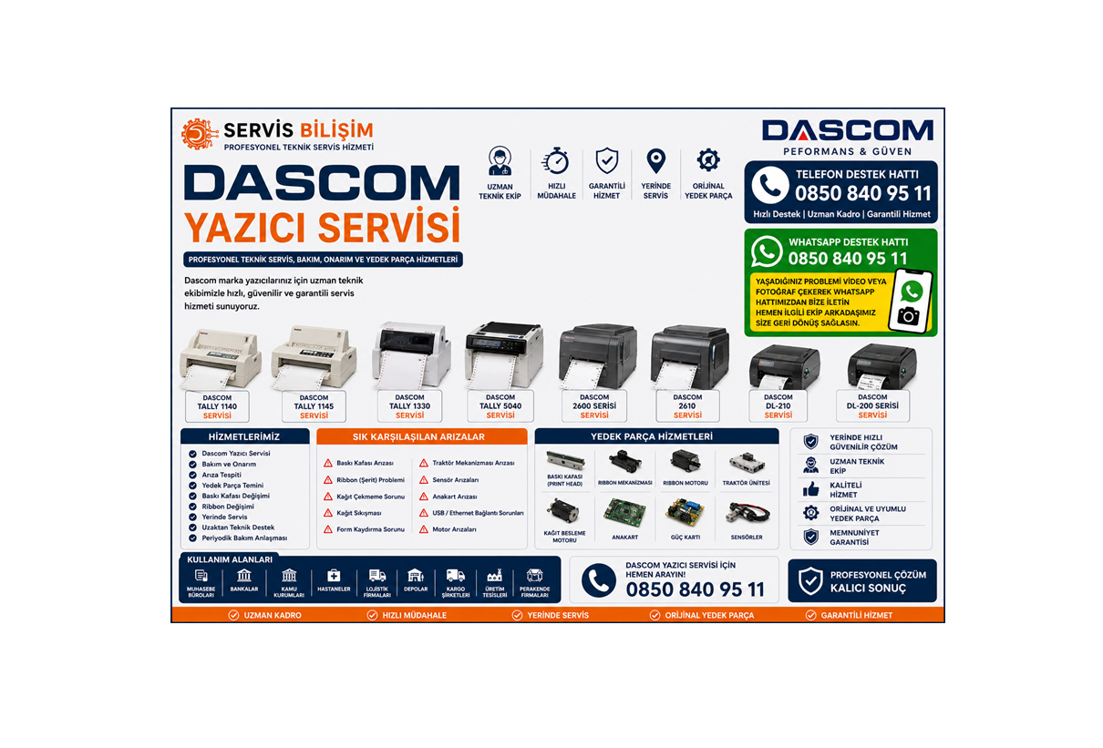 Dascom - Tally Yazıcı Servisi 0850 840 95 11