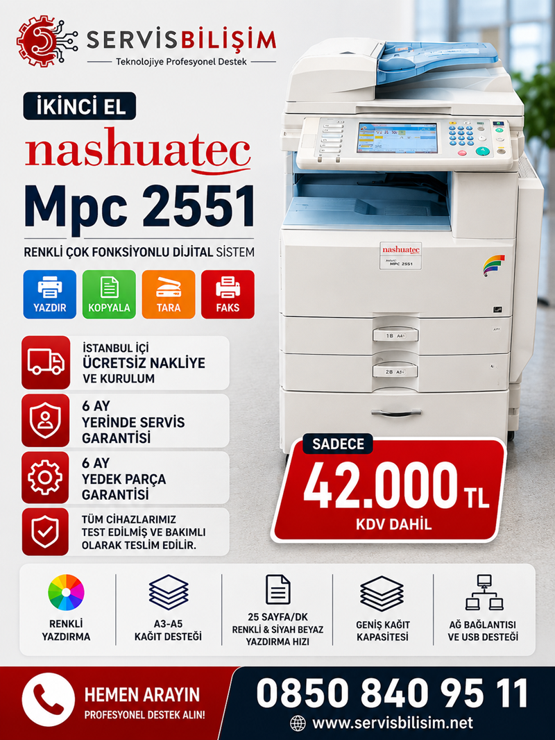 Nashuatec MPC-2551 A3 Renkli Fotokopi - Yazıcı - Tarayıcı
